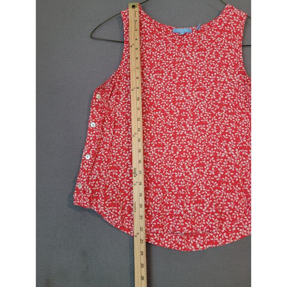 Draper James RSVP Red White Leaf Print Tank Top Size M Sleeveless Shirt EUC - Picture 7 of 9